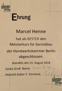 Jahrgangsbester Gerüstbau Jahrgangsbester Gerüstbau